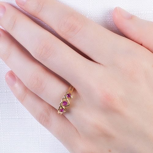 Ladies Triple Heart Ring with Birthstones ArtCarved